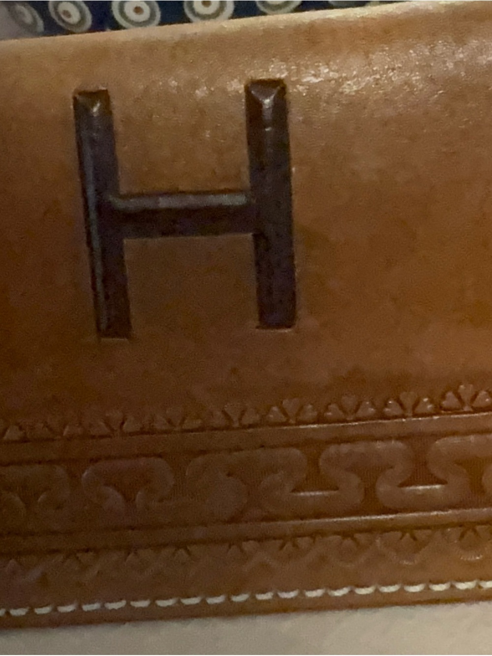 Monogram H Embossed Brown Leather Wallet